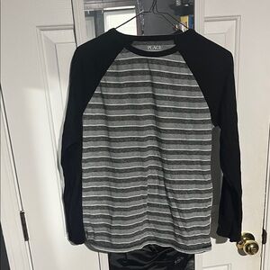 Place Black and Gray Striped Long Sleeve Tee